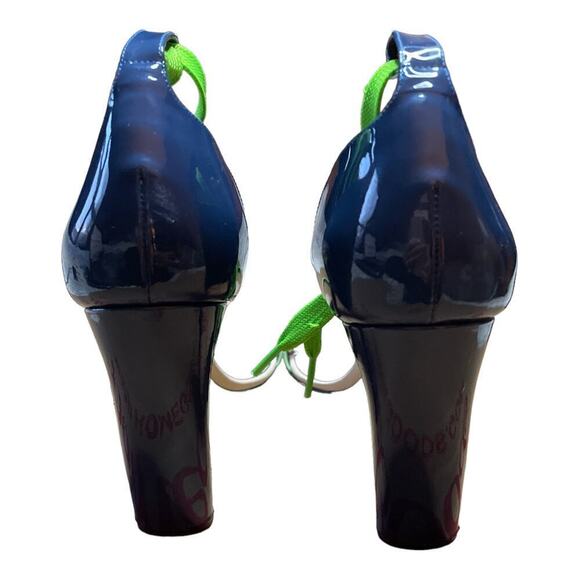 Nicholas Kirkwood Navy Neon Green Patent Leather Heels Pumps Women's Size 38.5/8 - Picture 5 of 11